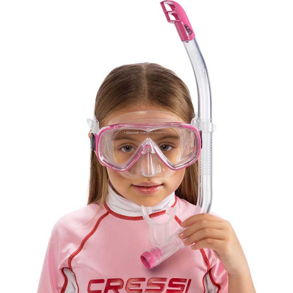 Cressi Junior Ondina Maske Top Şnorkel Seti CLEAR-PINK 